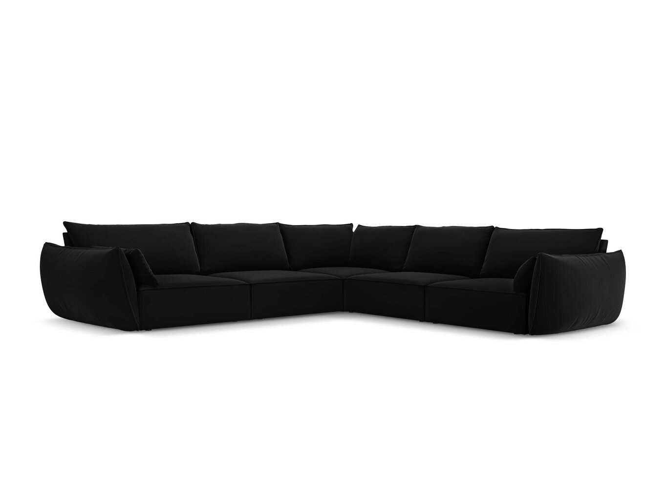 Simetrisks stūra samta dīvāns Vanda, 7 sēdvietas, melns cena un informācija | Stūra dīvāni | 220.lv