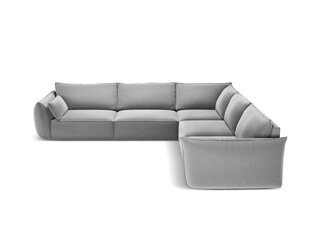 Simetrisks stūra samta dīvāns Vanda, 7 sēdvietas, pelēks cena un informācija | Stūra dīvāni | 220.lv