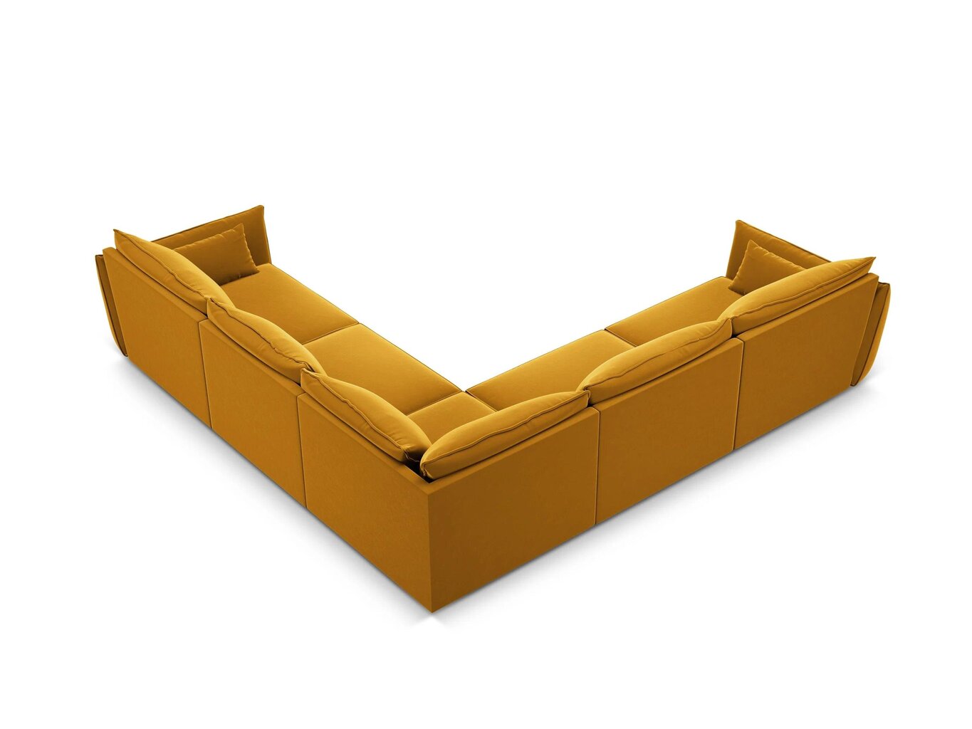 Simetrisks stūra samta dīvāns Vanda, 7 sēdvietas, dzeltens cena un informācija | Stūra dīvāni | 220.lv