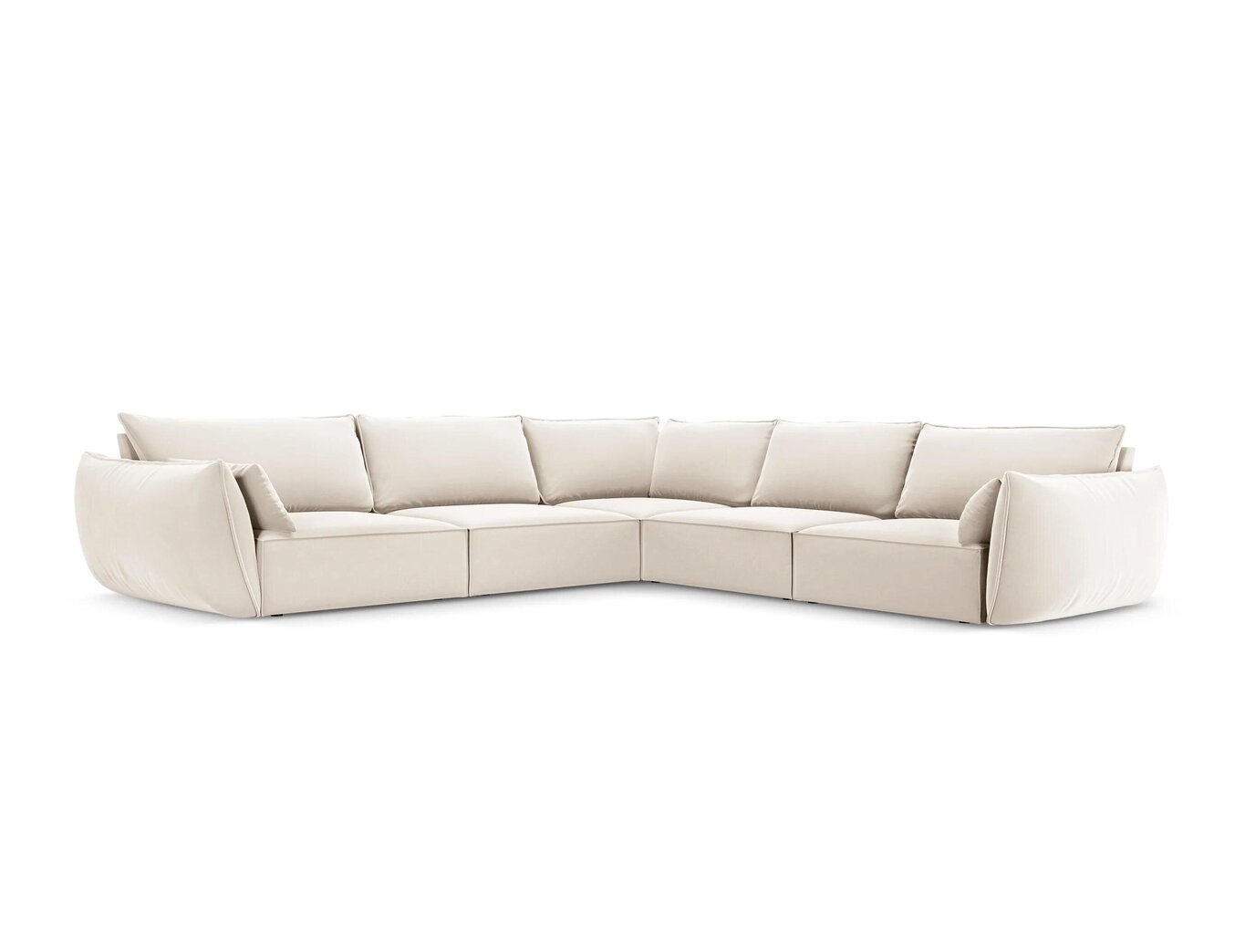 Simetrisks stūra samta dīvāns Vanda, 7 sēdvietas, gaišas smilškrāsas cena un informācija | Stūra dīvāni | 220.lv