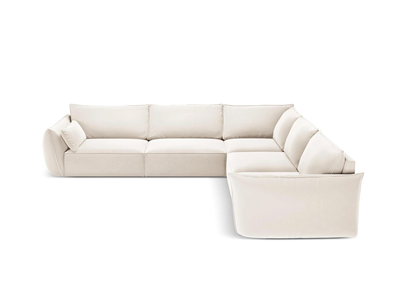 Simetrisks stūra samta dīvāns Vanda, 7 sēdvietas, gaišas smilškrāsas cena un informācija | Stūra dīvāni | 220.lv