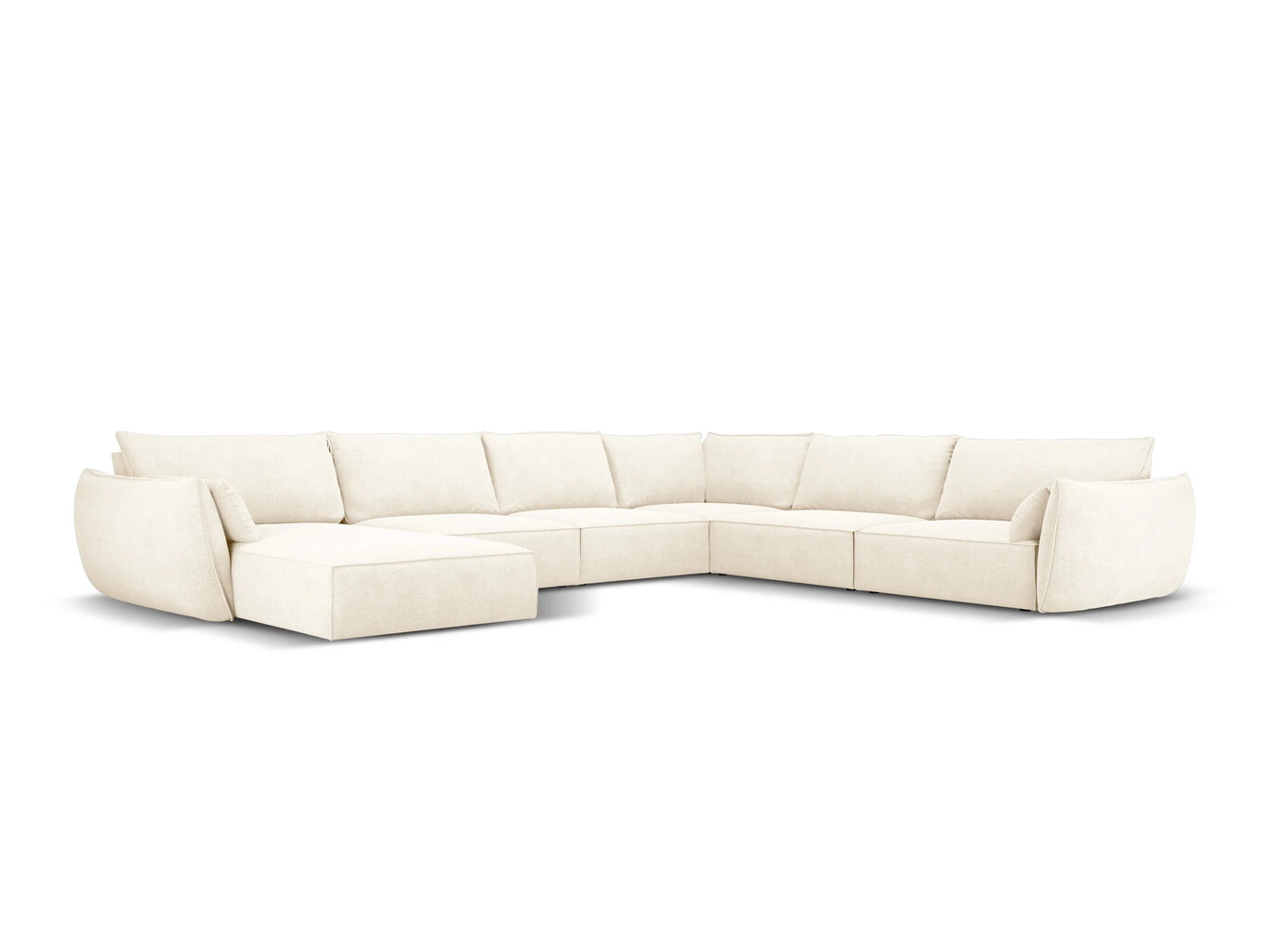 Panorāmas labās puses dīvāns Vanda, 8 sēdvietas, gaišas smilškrāsas cena un informācija | Stūra dīvāni | 220.lv