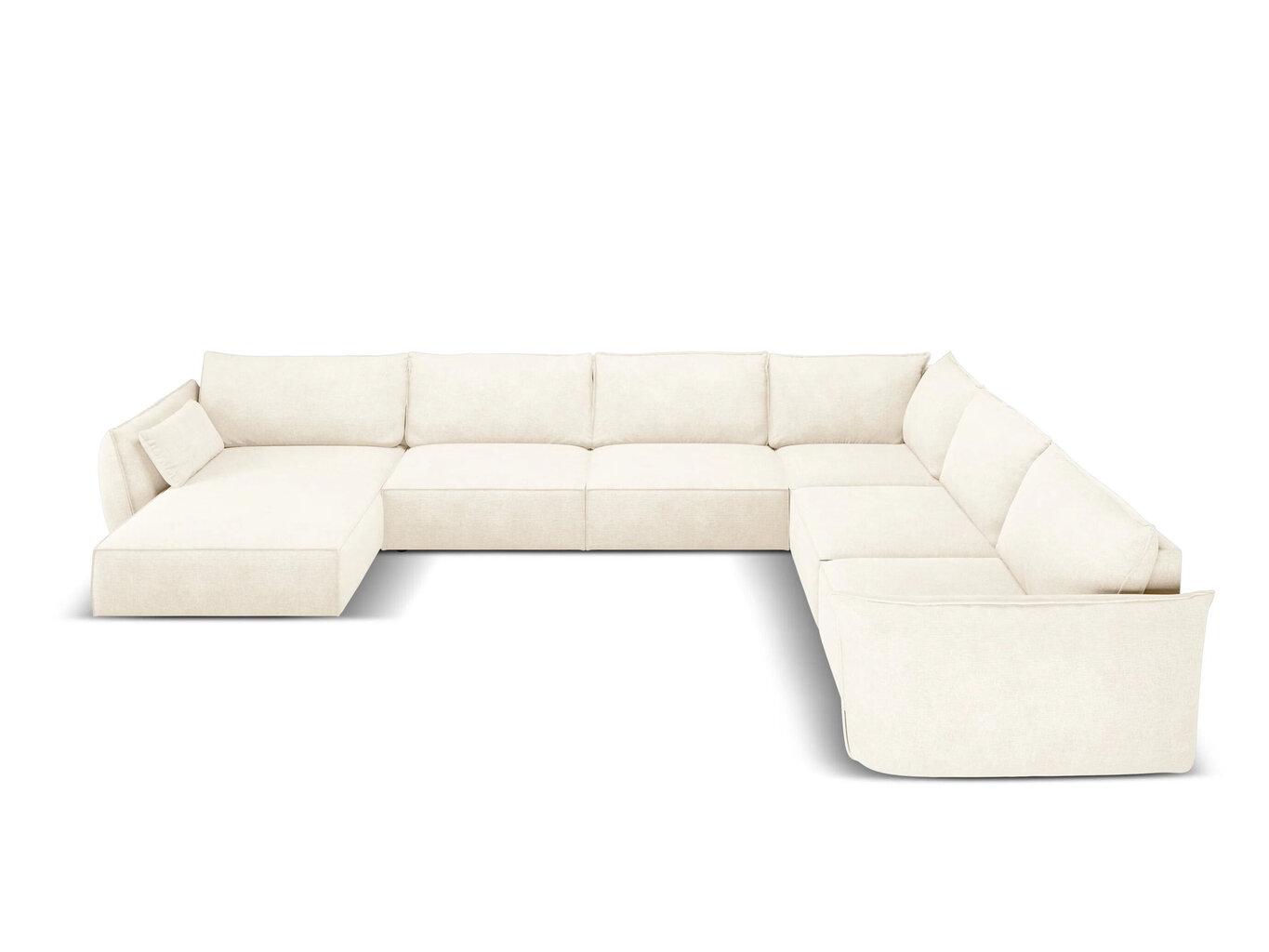 Panorāmas labās puses dīvāns Vanda, 8 sēdvietas, gaišas smilškrāsas cena un informācija | Stūra dīvāni | 220.lv