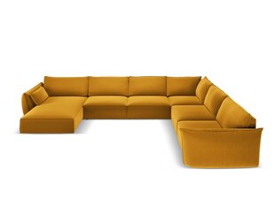 Панорамный правый угловой velvet диван Vanda, 8 мест, желтый цвет цена и информация | Угловые диваны | 220.lv