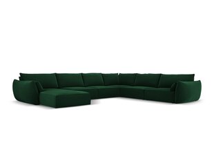 Panorāmas labās puses stūra samta dīvāns Vanda, 8 sēdvietas, zaļas pudeļu kr. cena un informācija | Stūra dīvāni | 220.lv