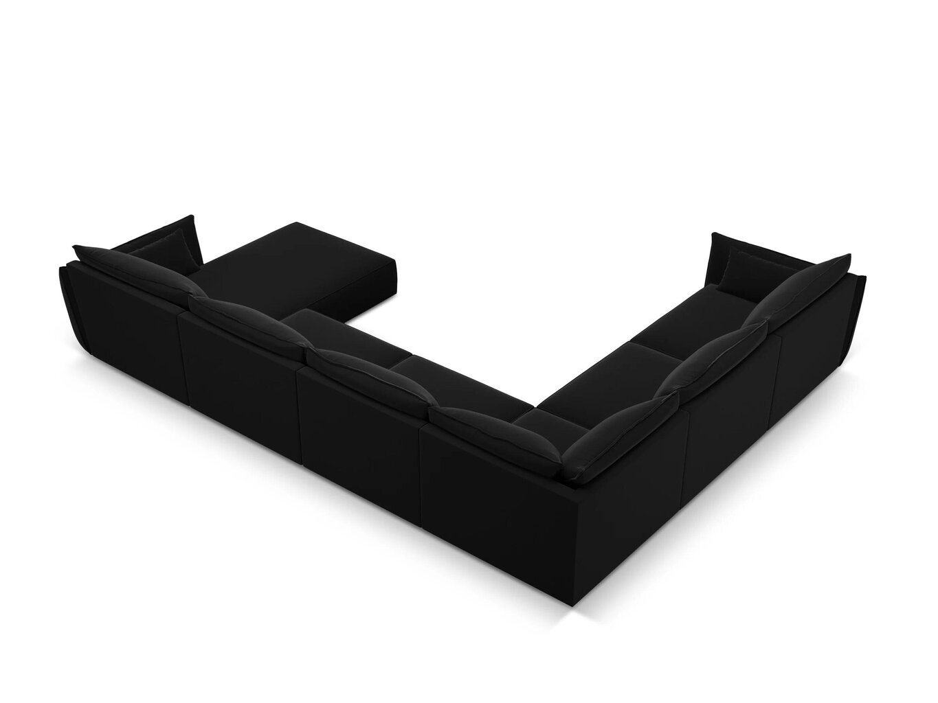 Panorāmas kreisās puses stūra samta dīvāns Vanda, 8 sēdvietas, melns цена и информация | Stūra dīvāni | 220.lv