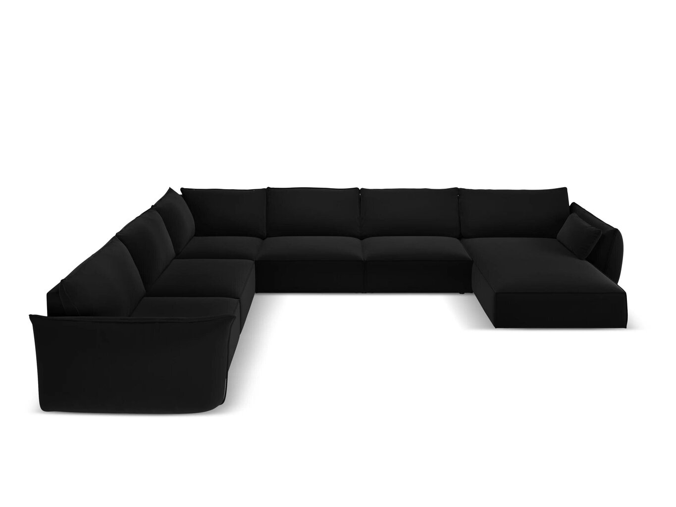 Panorāmas kreisās puses stūra samta dīvāns Vanda, 8 sēdvietas, melns цена и информация | Stūra dīvāni | 220.lv