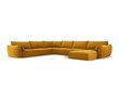 Panorāmas kreisās puses stūra samta dīvāns Vanda, 8 sēdvietas, dzeltens (sinepju) cena un informācija | Stūra dīvāni | 220.lv