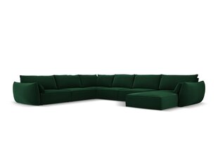 Panorāmas kreisās puses stūra samta dīvāns Vanda, 8 sēdvietas, zaļas pudeļu kr. cena un informācija | Stūra dīvāni | 220.lv