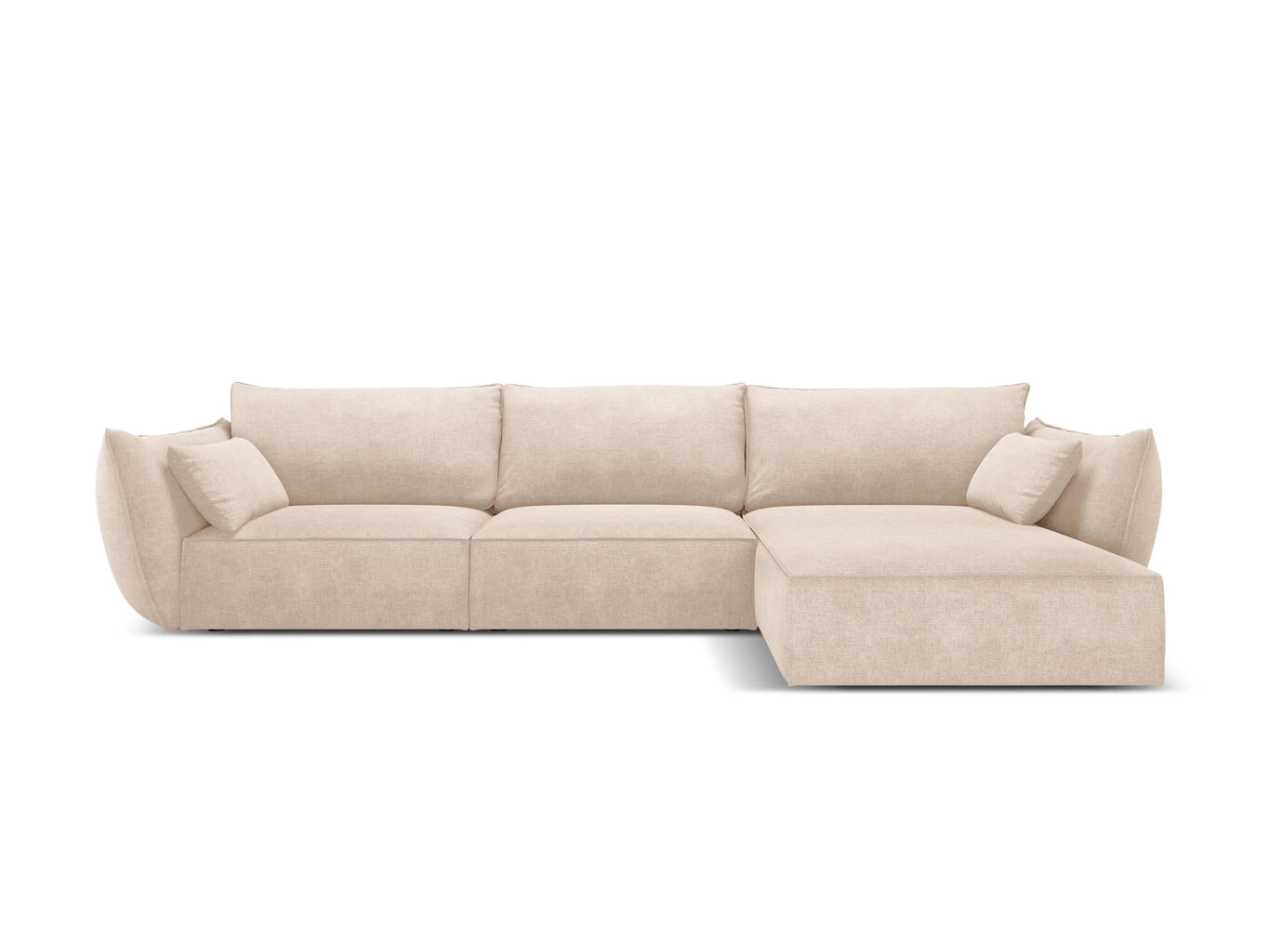 Labās puses stūra dīvāns Vanda, 4 sēdvietas, smilškrāsas cena un informācija | Stūra dīvāni | 220.lv