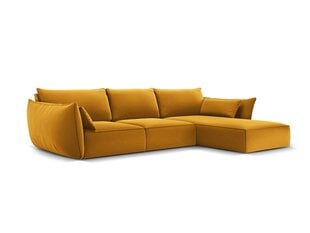 Labās puses stūra samta dīvāns Vanda, 4 sēdvietas, dzeltens (sinepju) cena un informācija | Stūra dīvāni | 220.lv