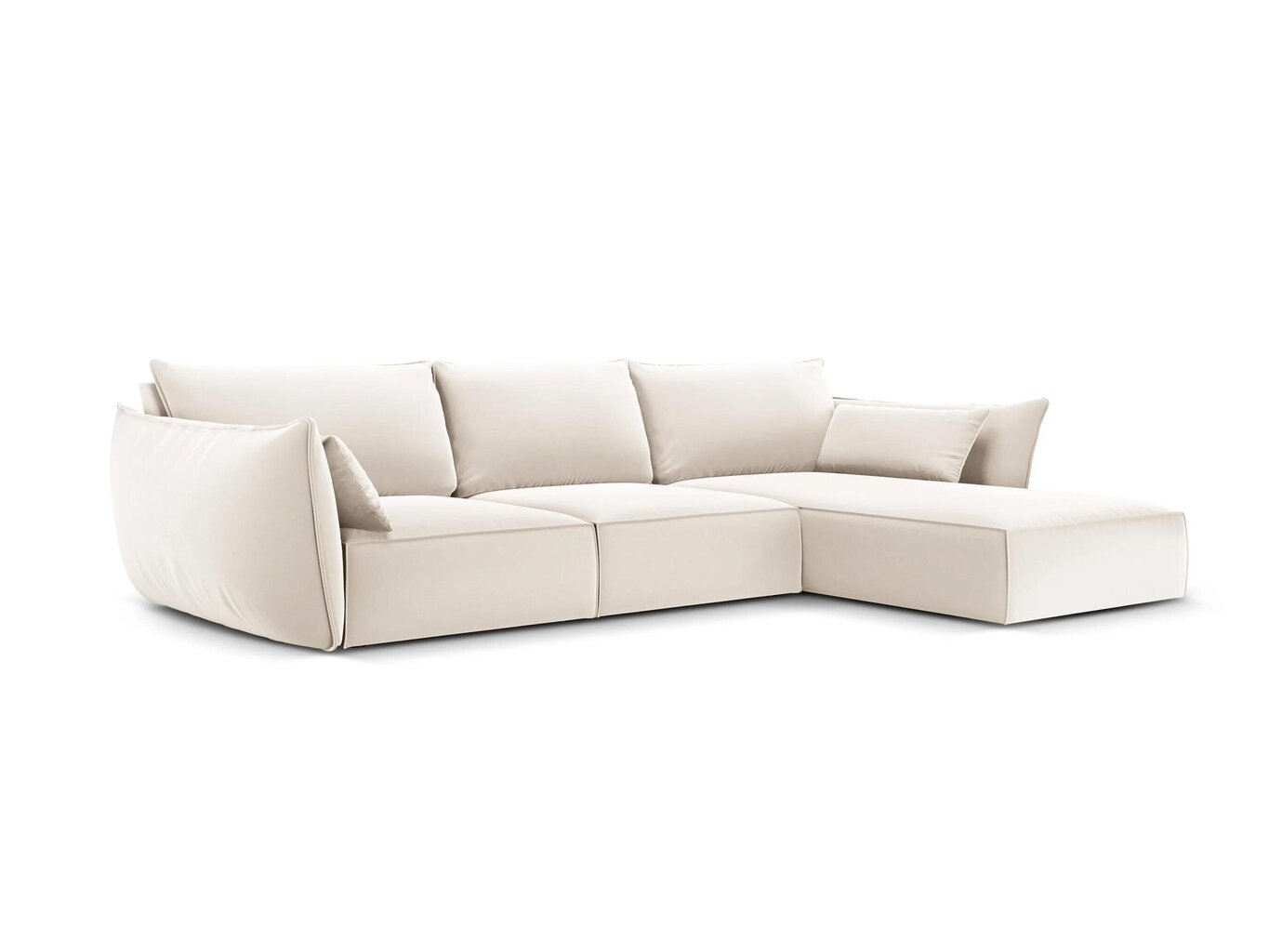 Labās puses stūra samta dīvāns Vanda, 4 sēdvietas, gaišas smilškrāsas cena un informācija | Stūra dīvāni | 220.lv