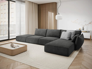Labās puses stūra dīvāns Vanda, 5 sēdvietas, pelēks cena un informācija | Stūra dīvāni | 220.lv