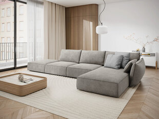 Labās puses stūra dīvāns Vanda, 5 sēdvietas, gaiši pelēks cena un informācija | Stūra dīvāni | 220.lv