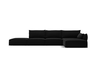 Labās puses stūra samta dīvāns Vanda, 5 sēdvietas, melns cena un informācija | Stūra dīvāni | 220.lv