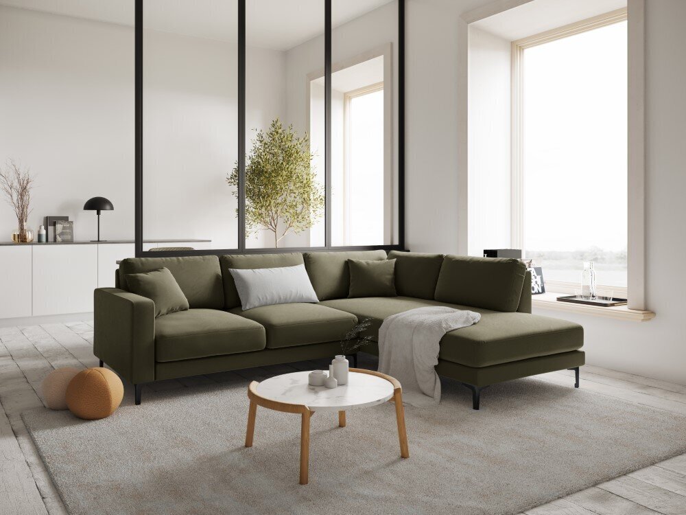 Labās puses stūra samta dīvāns Venus, 5 sēdvietas, zaļš cena un informācija | Stūra dīvāni | 220.lv