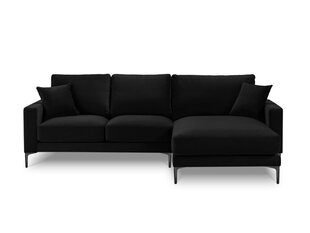 Labās puses stūra samta dīvāns Venus, 4 sēdvietas, melns cena un informācija | Stūra dīvāni | 220.lv