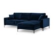 Labās puses stūra samta dīvāns Venus, 4 sēdvietas, tumši zils cena un informācija | Stūra dīvāni | 220.lv
