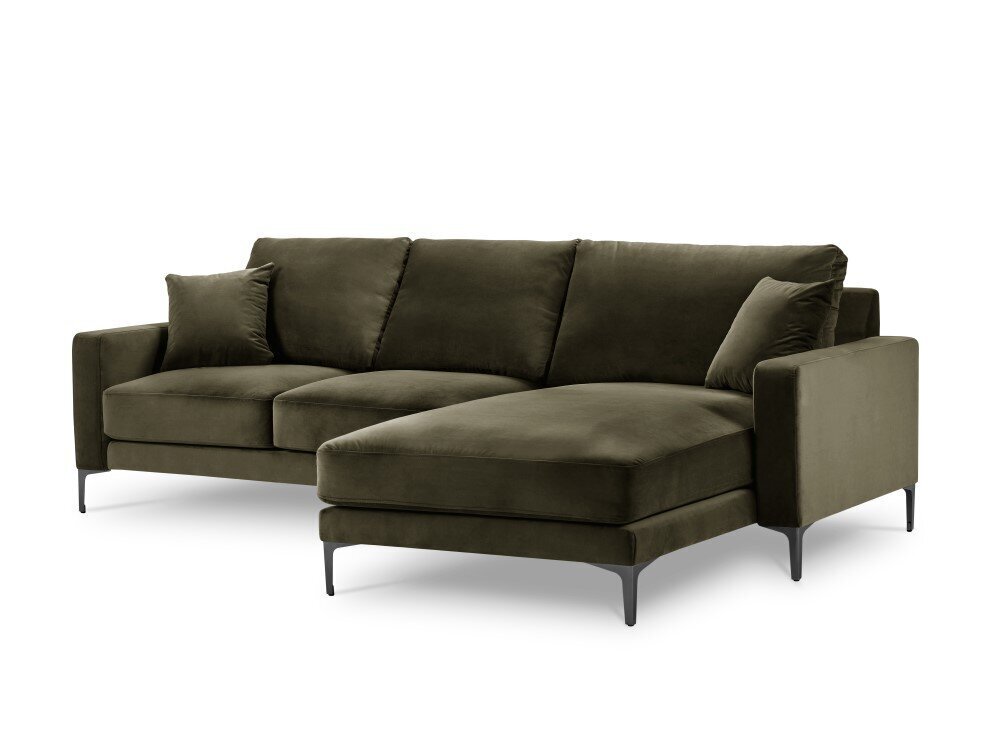 Labās puses stūra samta dīvāns Venus, 4 sēdvietas, zaļš cena un informācija | Stūra dīvāni | 220.lv