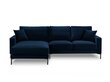 Kreisās puses stūra samta dīvāns Venus, 4 sēdvietas, tumši zils cena un informācija | Stūra dīvāni | 220.lv
