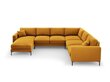 Panorāmas labās puses stūra samta dīvāns Venus, 6 sēdvietas, dzeltens (sinepju) cena un informācija | Stūra dīvāni | 220.lv