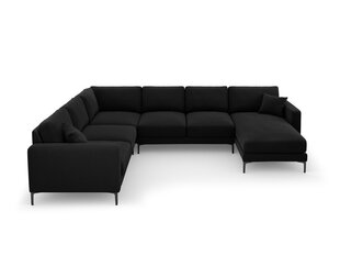 Панорамный левый угловой velvet диван Venus, 6 мест, черный цвет цена и информация | Угловые диваны | 220.lv
