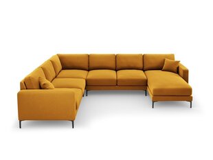 Panorāmas kreisās puses stūra samta dīvāns Venus, 6 sēdvietas, dzeltens (sinepju) cena un informācija | Stūra dīvāni | 220.lv