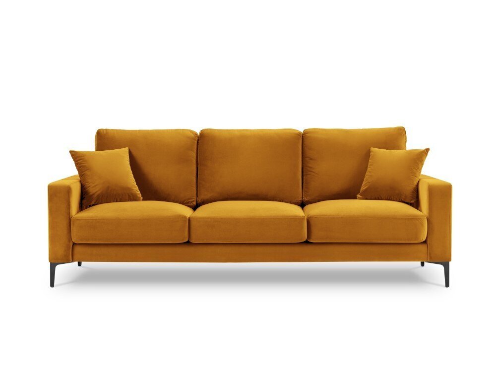 Trīsvietīgs samta dīvāns Venus, dzeltens (sinepju) cena un informācija | Dīvāni | 220.lv