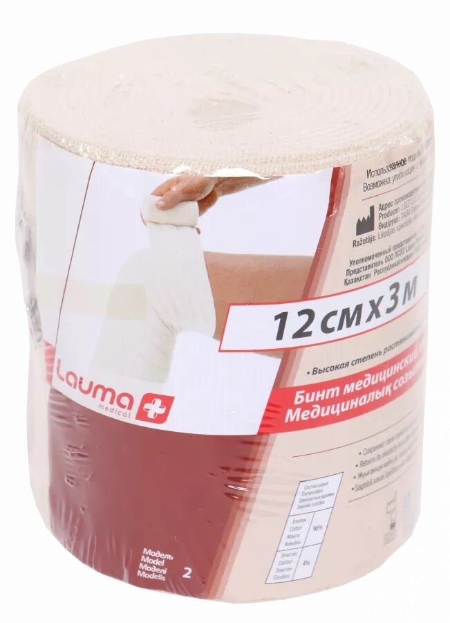 LAUMA elastīga saite 120mm x 3.0m Latex free cena un informācija | Ķermeņa daļu fiksatori | 220.lv