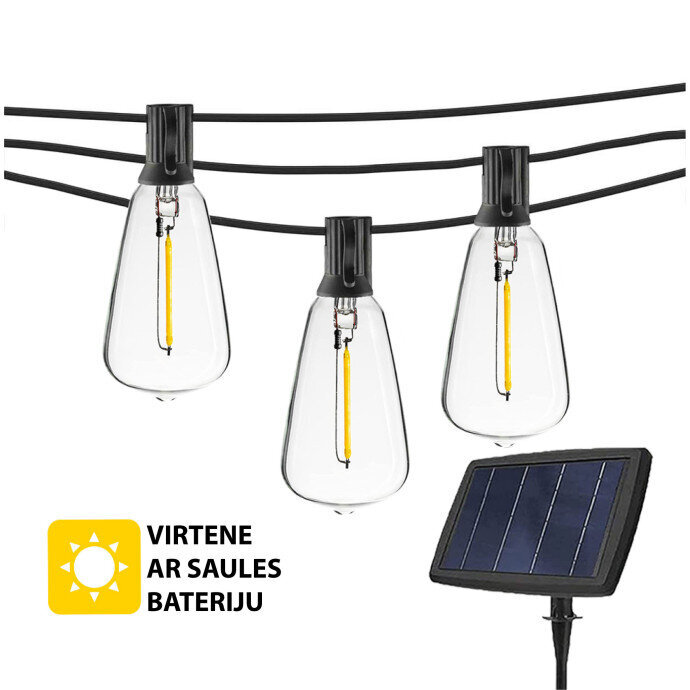Āra gaismas virtenes ar saules bateriju Tonro Retro, 12.25m цена и информация | Ziemassvētku lampiņas, LED virtenes | 220.lv