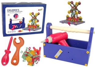 Būvkonstrukciju klucīšu komplekts instrumentu kastē ar bezvadu skrūvgriezi cena un informācija | Rotaļlietas zēniem | 220.lv