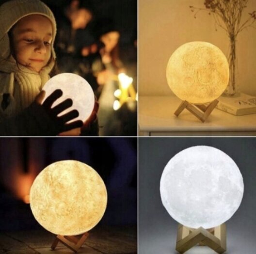 Lampa Moon, 3D 25cm цена и информация | Galda lampas | 220.lv