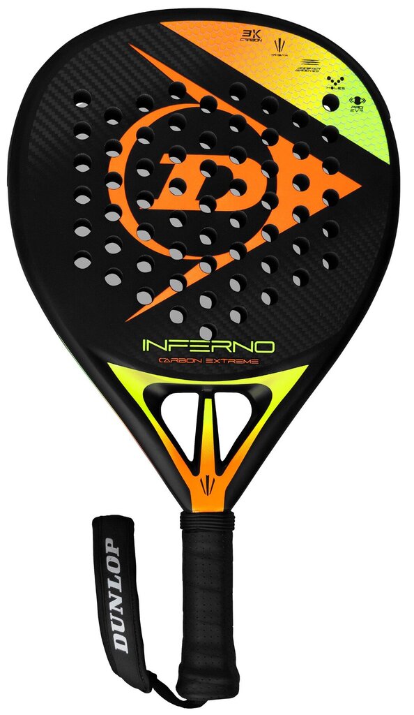 Padel rakete Dunlop Inferno Carbon Extreme, melna/oranža cena un informācija | Āra tenisa preces | 220.lv