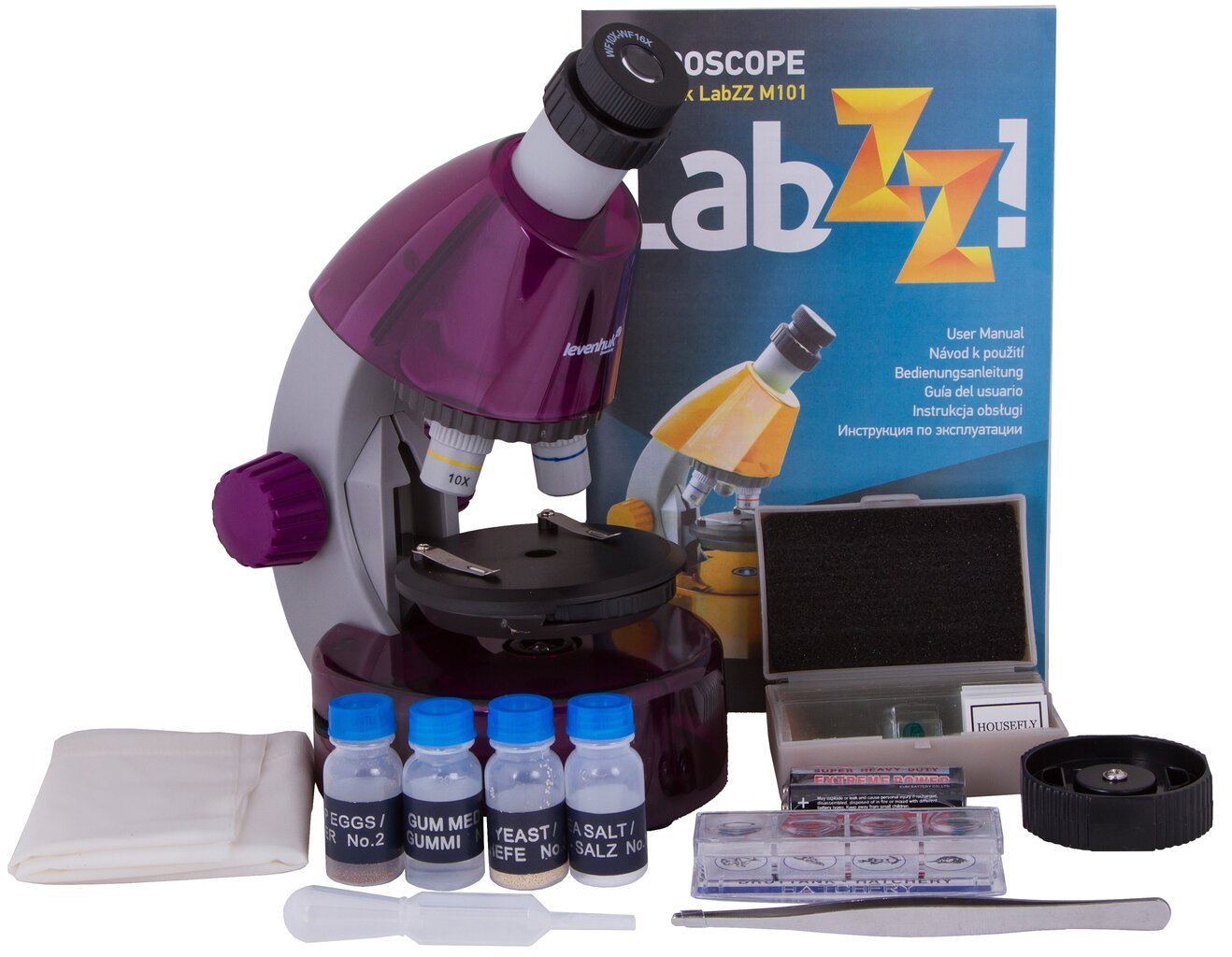 Mikroskops bērniem, Levenhuk LabZZ M101 Amethyst, 40x-640x, ar Eksperimenta komplektu cena un informācija | Teleskopi un mikroskopi | 220.lv