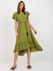 Женское оливковое платье с оборкой цена и информация | Платья | 220.lv