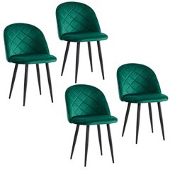 4 krēslu komplekts Viking, Glamour, tumši zaļa krāsa cena un informācija | Virtuves un ēdamistabas krēsli | 220.lv