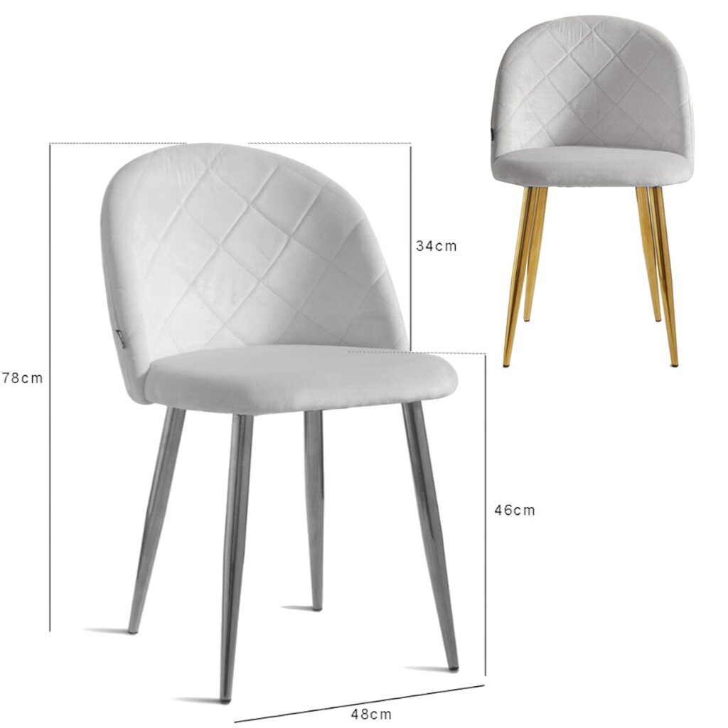 4 krēslu komplekts Viking, Glamour, pelēks cena un informācija | Virtuves un ēdamistabas krēsli | 220.lv