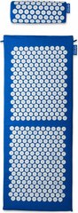 Akupresūras un masāžas paklājiņš ar spilvenu Gymtek G-66092, 118x46,5x2 cm, 37x13x9,5 cm, zils cena un informācija | Vingrošanas paklāji | 220.lv