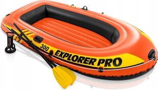 Piepūšamā trīsvietīgā laiva Intex Explorer Pro 300, 244 cm, oranža цена и информация | Лодки и байдарки | 220.lv