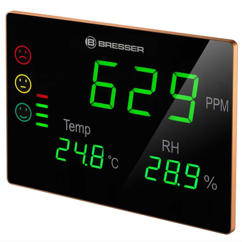 BRESSER CO2 mērierīce Smile XXL ar luksoforu un īpaši lielu LED displeju cena un informācija | Meteostacijas, āra termometri | 220.lv