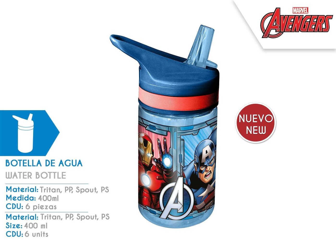 Avengers tritāna pudele 400ml cena un informācija | Ūdens pudeles | 220.lv