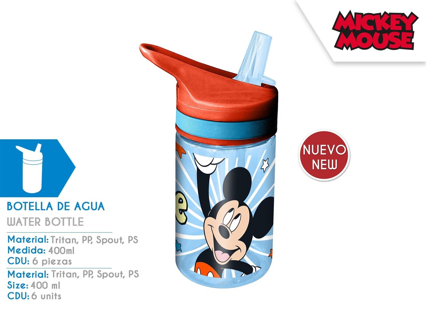 Mickey Mouse tritāna pudele 400ml cena un informācija | Ūdens pudeles | 220.lv