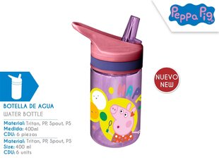 Peppa Pig tritāna pudele 400ml cena un informācija | Ūdens pudeles | 220.lv