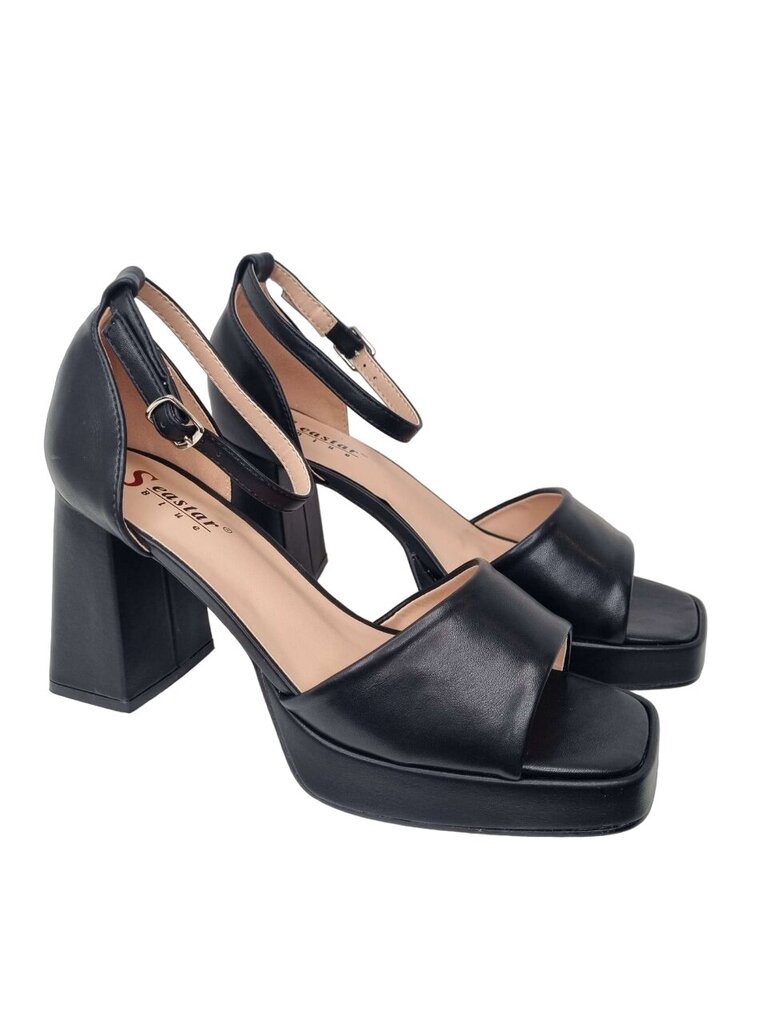 Sieviešu augstpapēžu sandales SEASTAR, melnas. cena un informācija | Sieviešu sandales | 220.lv