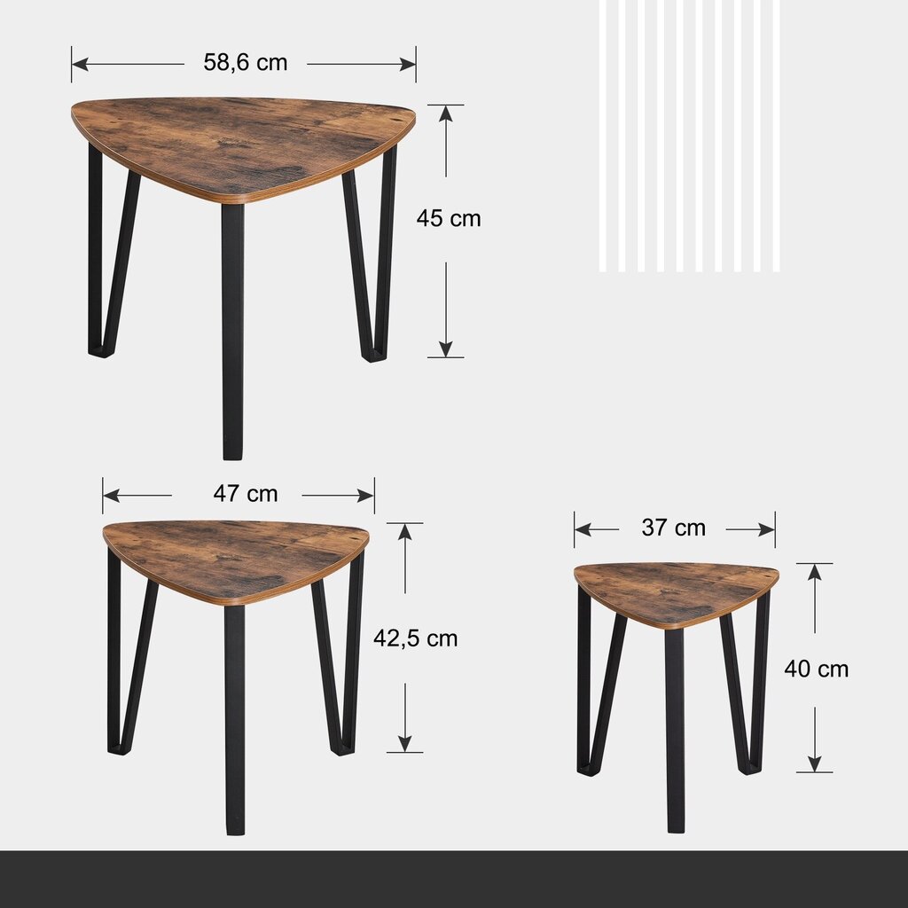 3-vu kafijas galdiņu komplekts Songmics, brūns/melns cena un informācija | Žurnālgaldiņi | 220.lv
