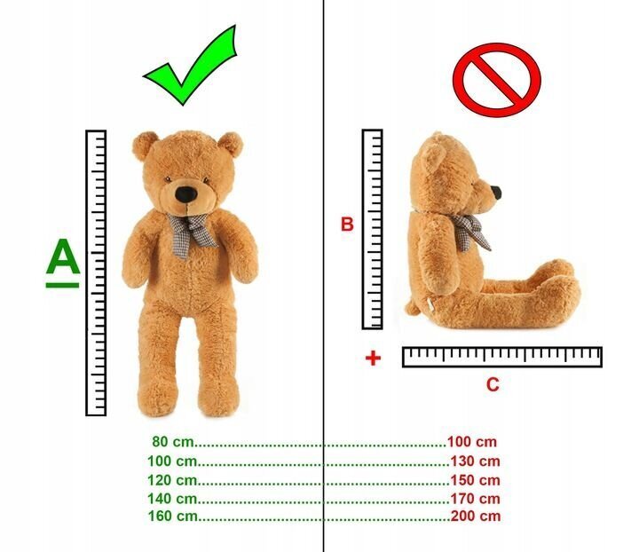Liels plīša lācis, 130cm цена и информация | Mīkstās (plīša) rotaļlietas | 220.lv