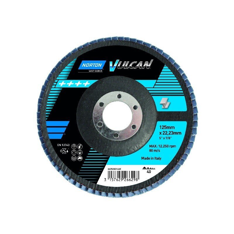 Norton Vulcan abrazīvais lapiņveida disks 125 x 22mm, R842 P60 cena un informācija | Rokas instrumenti | 220.lv