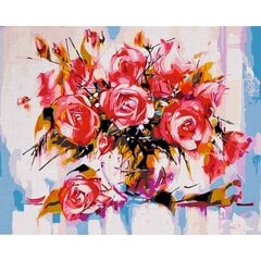 Gleznošanas komplekts pēc numuriem Rozā rozes 40x50 cena un informācija | Gleznas pēc numuriem | 220.lv