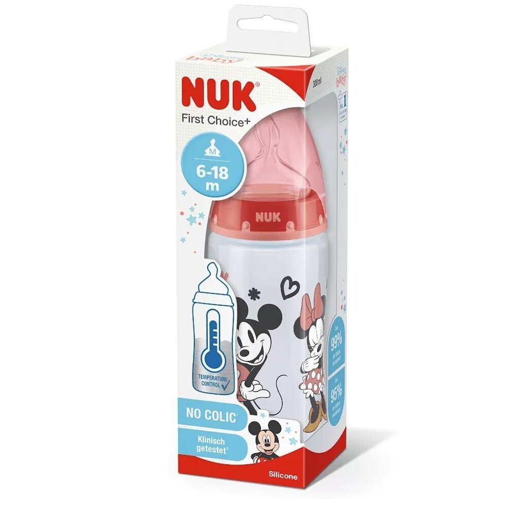 NUK pudelīte FC+ PP Mickey/2SL knupis 300ml cena un informācija | Bērnu pudelītes un to aksesuāri | 220.lv