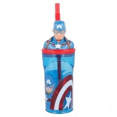 3D krūze ar salmiņu Captain America, 360 ml cena un informācija | Oriģinālas krūzes | 220.lv